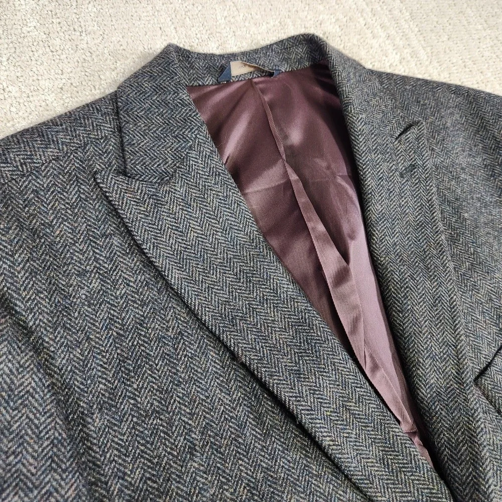Banana Republic Blazer Men 46R Herringbone Tweed Peak Lapel Elbow Patches NEW
